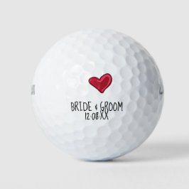Braut und Bräutigam mit Datum mit Liebe Golfball