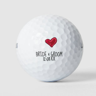 Braut und Bräutigam mit Datum mit Liebe Golfball