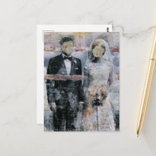 Braut und Bräutigam Mixed Media Collage Postkarte