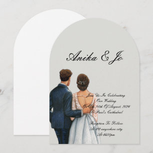 Braut und Bräutigam moderne Hochzeit  Einladung