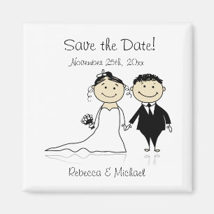 Braut und Bräutigam - niedliche Save the Date Magnet