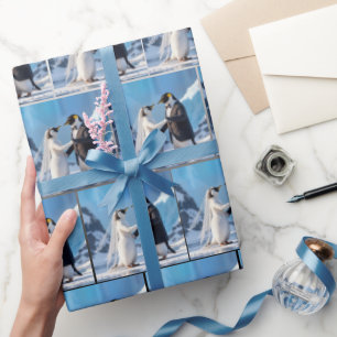 Braut und Bräutigam Pinguine tanzen auf Eis Geschenkpapier