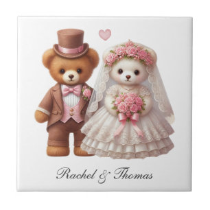 Braut und Bräutigam Teddybär Hochzeit mit individu Fliese