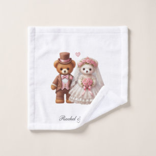Braut und Bräutigam Teddybär Hochzeit mit individu Waschlappen