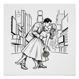Braut und Bräutigam Times Square Poster