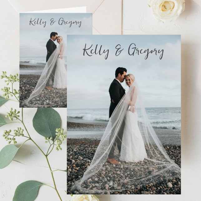 Braut und Foto Hochzeit Dankeskarte (Bride and Groom Photo Wedding Thank You Card)