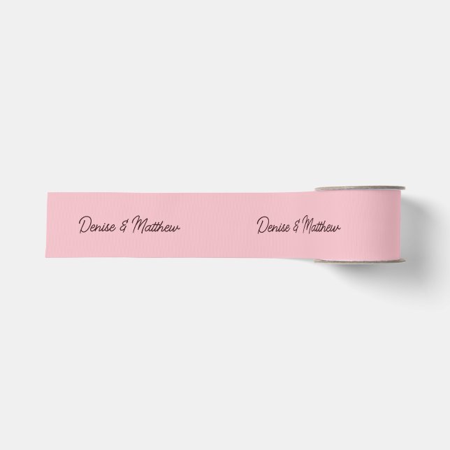 Braut und Groom Almond Blossom Pink Ripsband (Vorderseite)