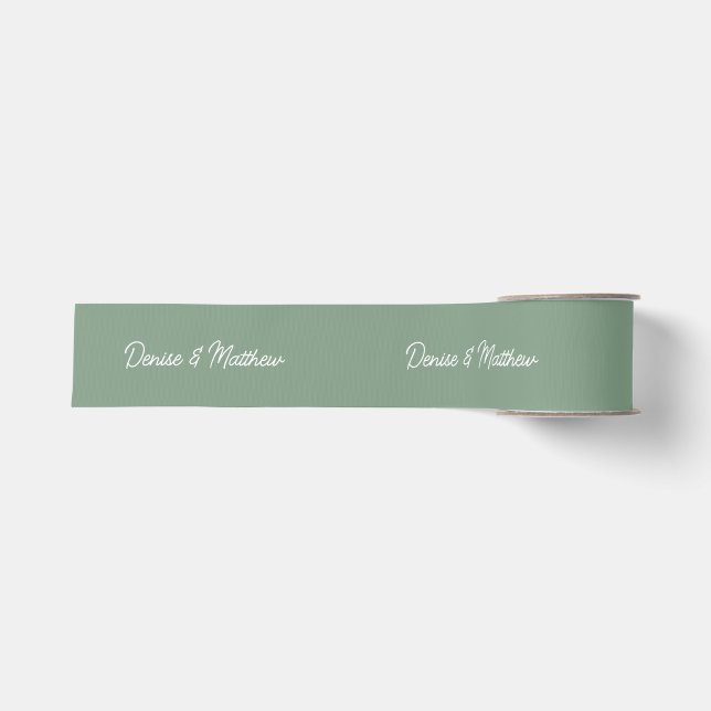 Braut und Groom Basil Green Ripsband (Vorderseite)