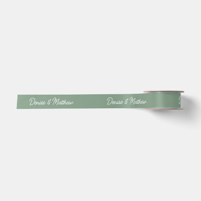 Braut und Groom Basil Green Satinband (Vorderseite)