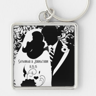 Braut und Groom Black und White Key Kette Schlüsselanhänger