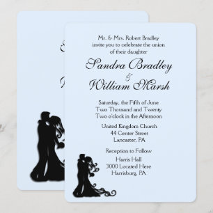Braut und Groom Blue Hochzeit Einladung