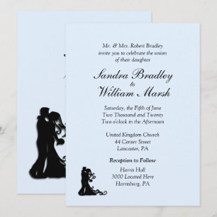 Braut und Groom Blue Hochzeit Einladung