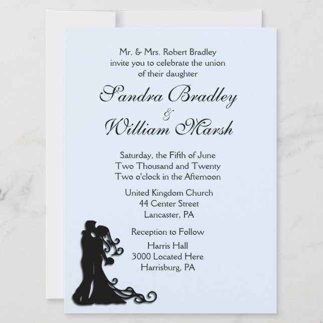 Braut und Groom Blue Hochzeit Einladung (Vorderseite)