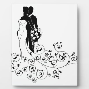 Braut und Groom Brautkleid Silhouette Fotoplatte