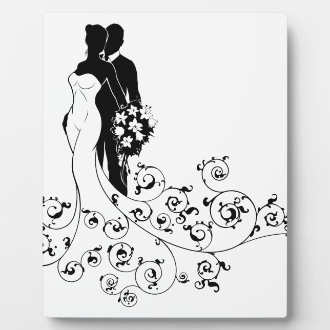 Braut und Groom Brautkleid Silhouette Fotoplatte (Vorderseite)