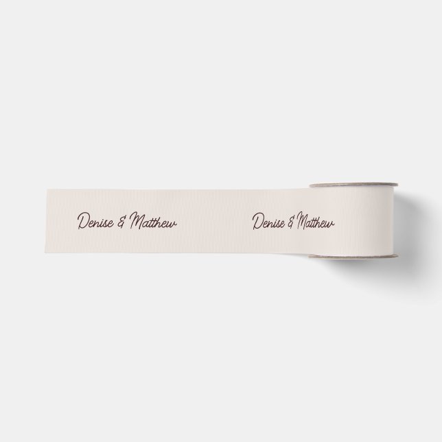 Braut und Groom Cameo Beige Ripsband (Vorderseite)