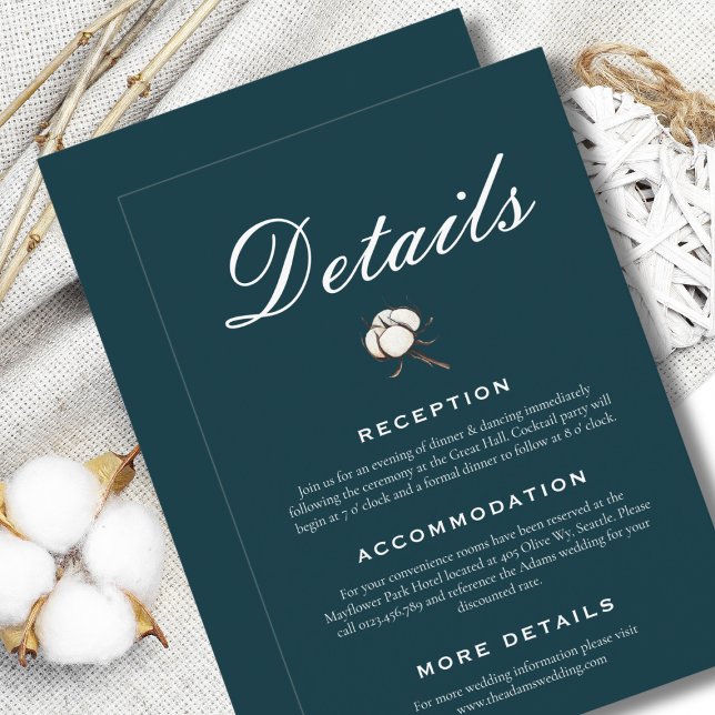 Braut und Groom Cotton Green Elegante Hochzeit Begleitkarte (Von Creator hochgeladen)