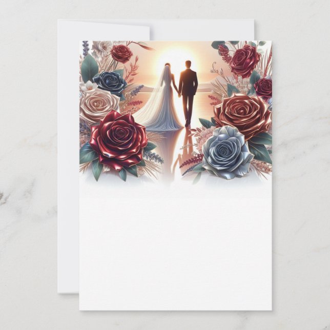 Braut und Groom Elegant Blank Floral Wedding Einladung (Vorderseite)