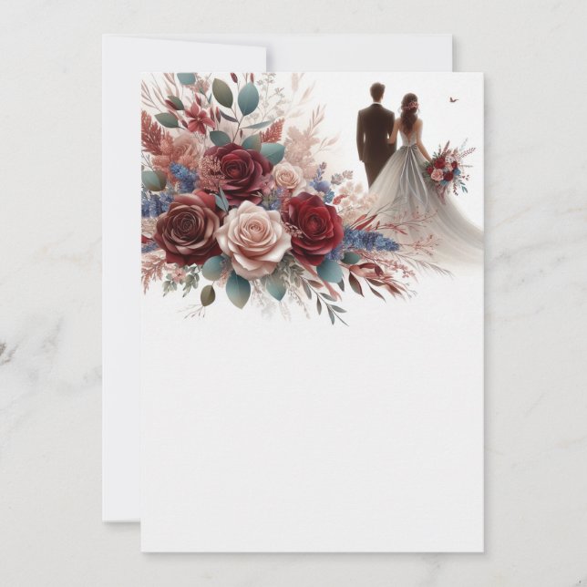Braut und Groom Elegant Blank Floral Wedding Einladung (Vorderseite)