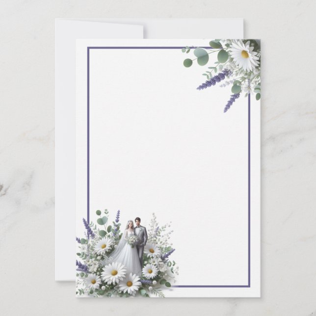 Braut und Groom Elegant Blank Floral Wedding Einladung (Vorderseite)