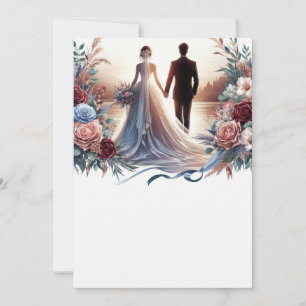 Braut und Groom Elegant Blank Floral Wedding Einladung
