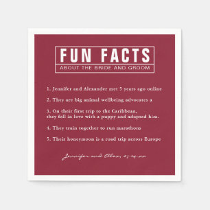 Braut und Groom Fun Fakten Burgund Rotes Papier Serviette