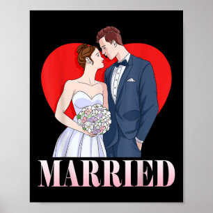 Braut und Groom glücklich Hochzeit Verheirateten P Poster