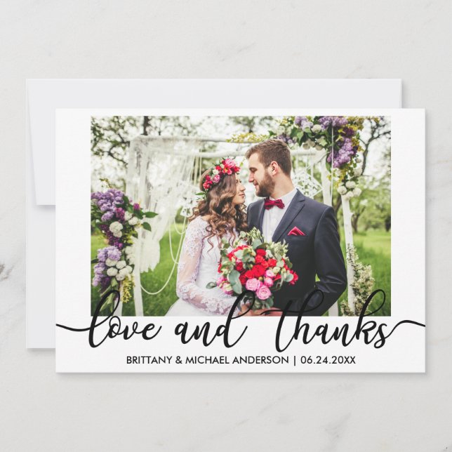 Braut und Groom Hochzeit Foto Liebe und Dank Dankeskarte (Vorderseite)