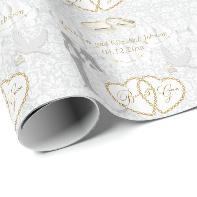 Braut und Groom-Hochzeit Geschenkpapier (Rolleneckpunkt)