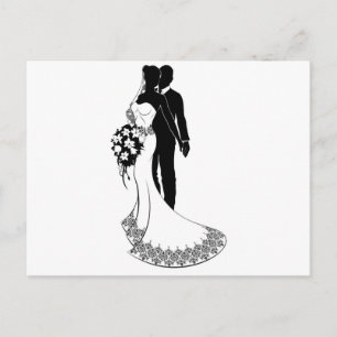 Braut und Groom Hochzeit Silhouette Postkarte