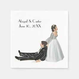 Braut und Groom Hochzeit Spaß auf Weiß Serviette