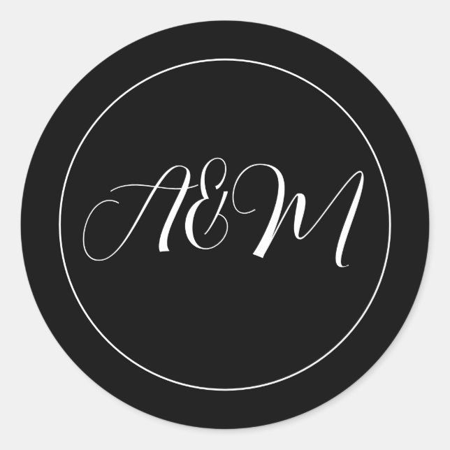 Braut- und Groom-Initialen Hochzeit Runder Aufkleber (Vorderseite)