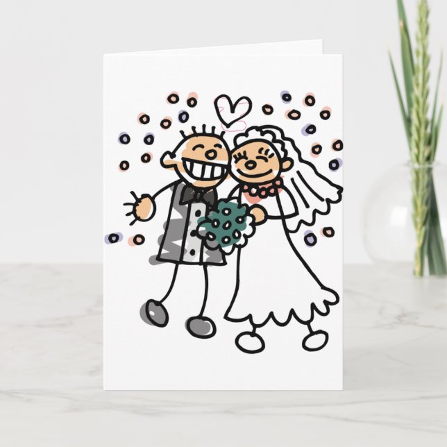 Braut und Groom Jump für Freude Karte (Vorderseite)