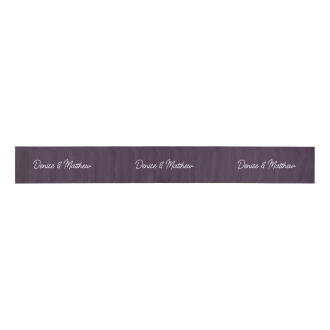 Braut und Groom Mitternacht Plum Ripsband (Vorderseite)