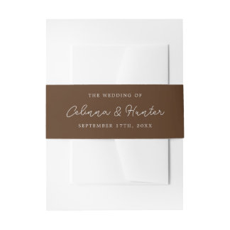 Braut und Groom Names Brown Hochzeit Einladung Einladungsbanderole
