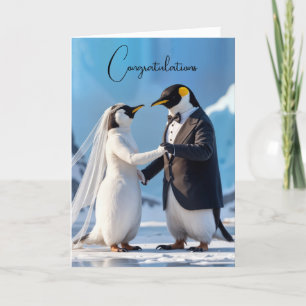 Braut und Groom Pinguine auf einem Eisberg Karte