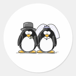 Braut- und Groom-Pinguine Runder Aufkleber