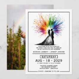 Braut und Groom Rainbow Burst Wedding Einladung