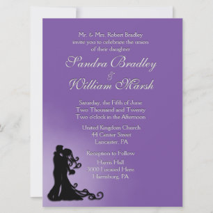 Braut und Groom Royal Lila Wedding Einladung