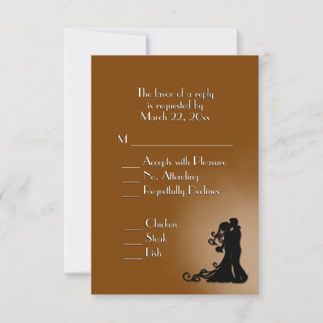 Braut und Groom Schokolade Braun Hochzeit RSVP Karte (Vorderseite)
