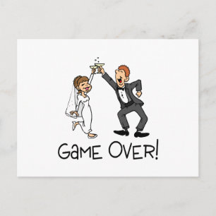 Braut und Groom-Spiel über Hochzeit Postkarte