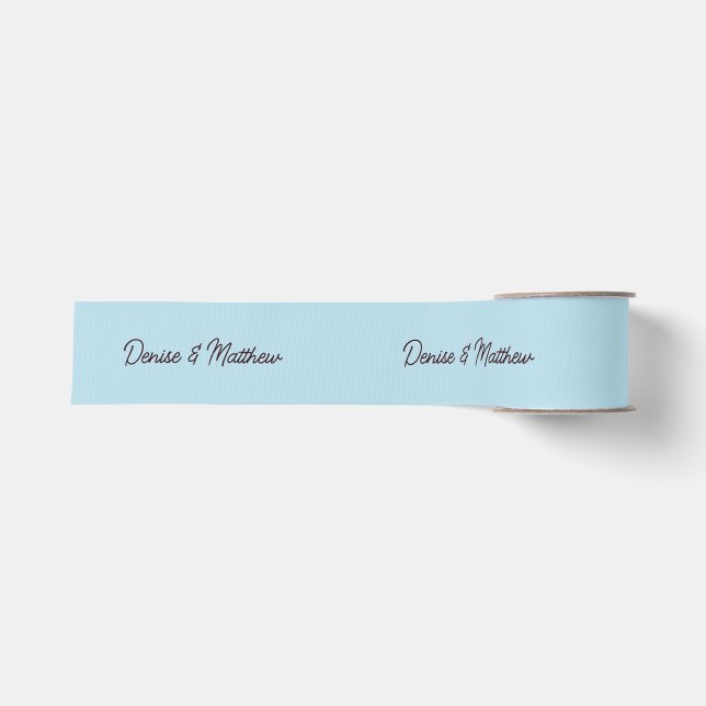 Braut und Groom Spun Sugar Blue Ripsband (Vorderseite)