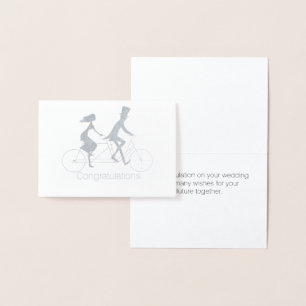 Braut und Groom Tandem Fahrrad Hochzeitskarte Folienkarte
