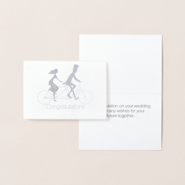 Braut und Groom Tandem Fahrrad Hochzeitskarte Folienkarte (Anzeige)