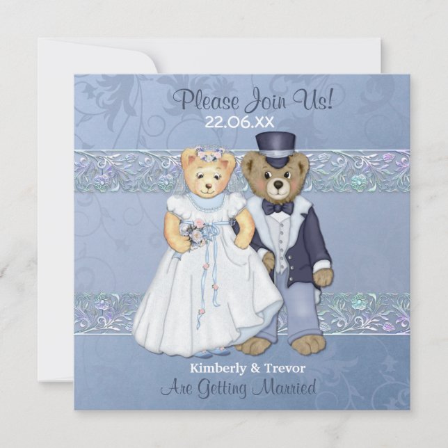 Braut und Groom Teddy Bären Hochzeit Einladung (Vorderseite)
