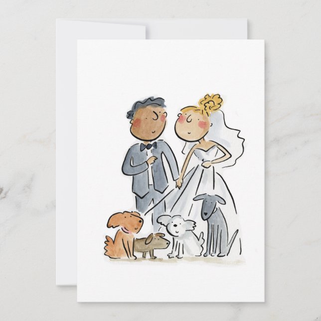 Braut und Groom und Hunde Einladung (Vorderseite)