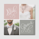 Braut und Groom Wedding Foto Collage Magnet<br><div class="desc">Mit diesem individuell anpassbaren Hochzeitsmagnet erfassen und präsentieren Sie Ihre besonderen Momente. Fügen Sie Ihre Lieblingsfotos von Ihrem Hochzeitstag zu dieser Braut- und Bräutigam-Collage aus zwei Fotos hinzu. Andere Farben sind verfügbar.</div>