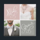 Braut und Groom Wedding Foto Collage Magnet<br><div class="desc">Mit diesem individuell anpassbaren Hochzeitsmagnet erfassen und präsentieren Sie Ihre besonderen Momente. Fügen Sie Ihre Lieblingsfotos von Ihrem Hochzeitstag zu dieser Braut- und Bräutigam-Collage aus zwei Fotos hinzu. Andere Farben sind verfügbar.</div>