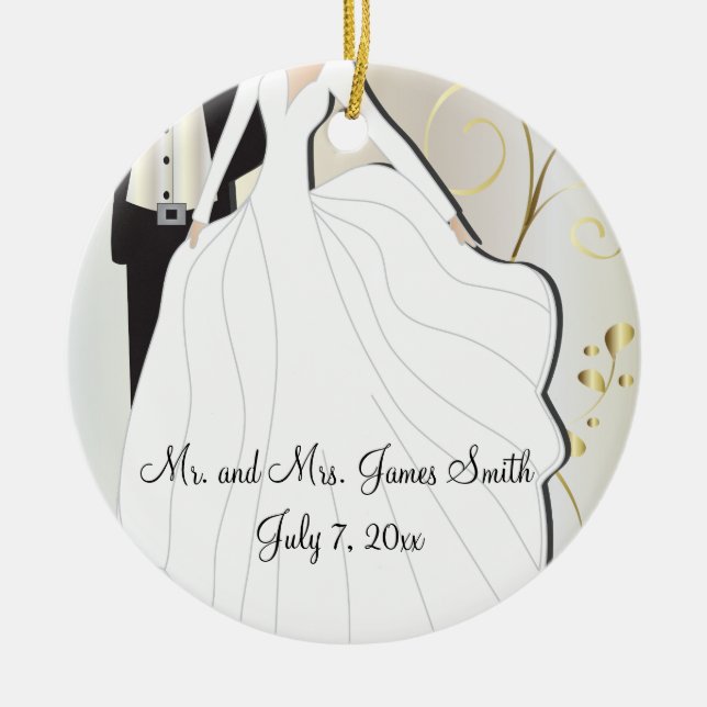 Braut und Groom Wedding Keepake Keramik Ornament (Vorne)