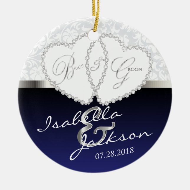 Braut und Groom Wedding Keepake Keramikornament (Vorne)